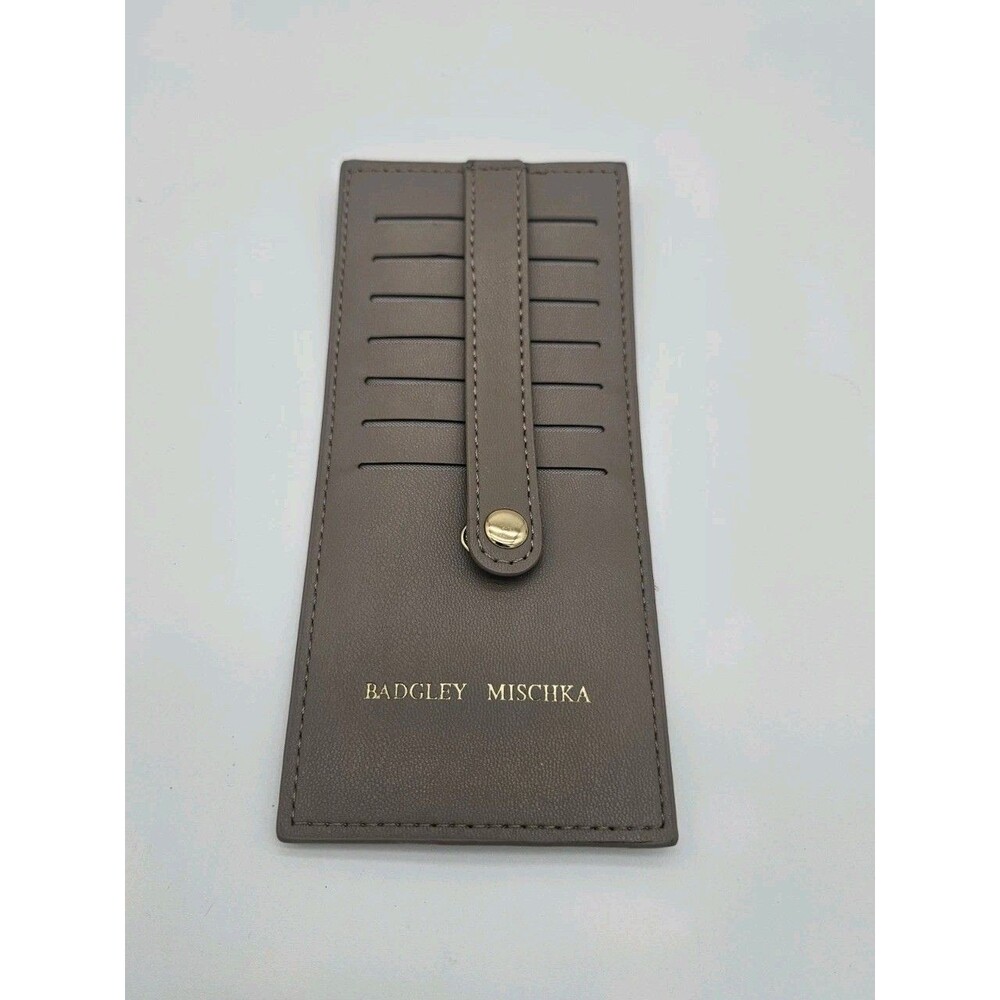 NEW Badgley Mischka Beige Tan Taupe Off White Long 7 Card Wallet Vegan Leather